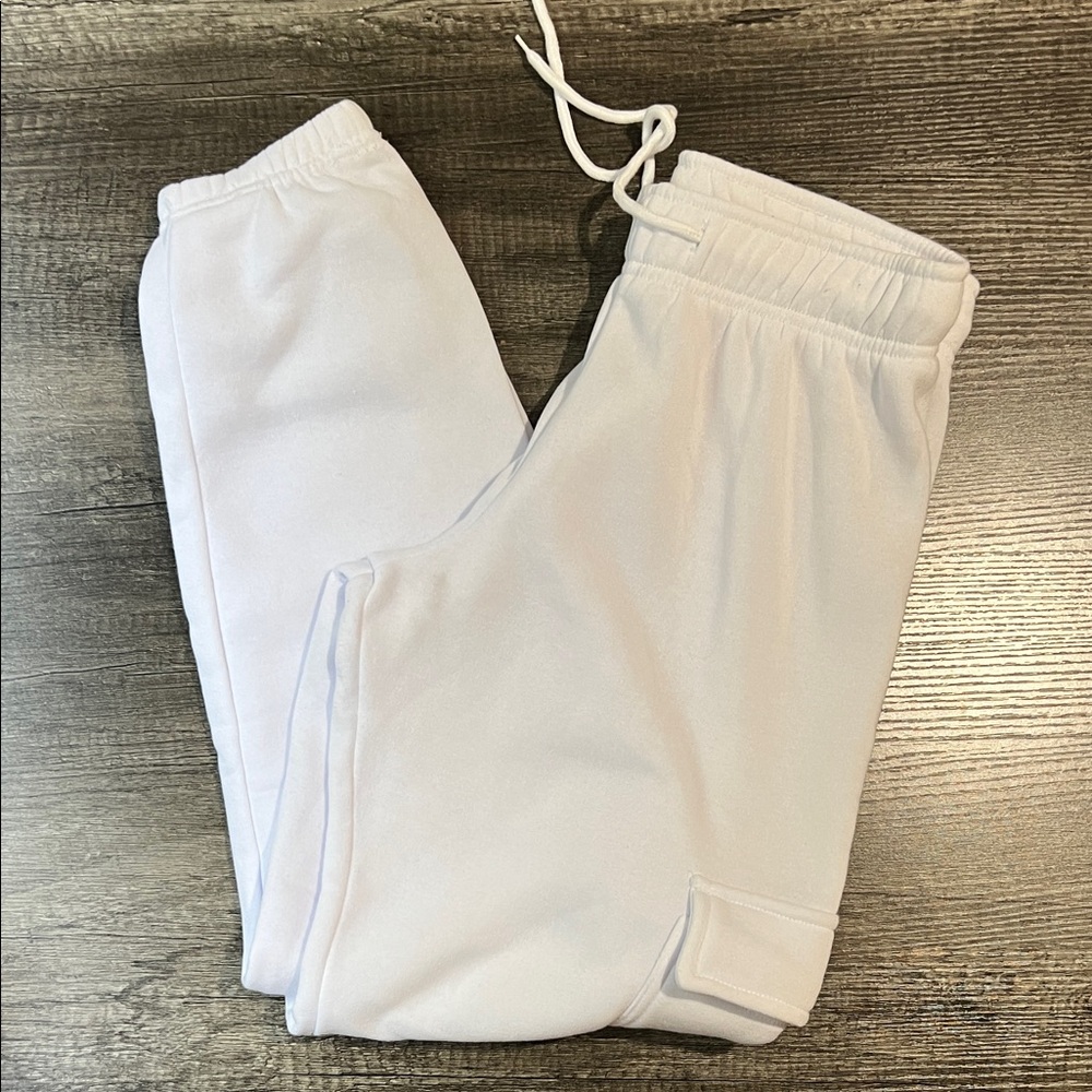 Women's White Drawstring Jogger Pants - Casual Track Sweatpants